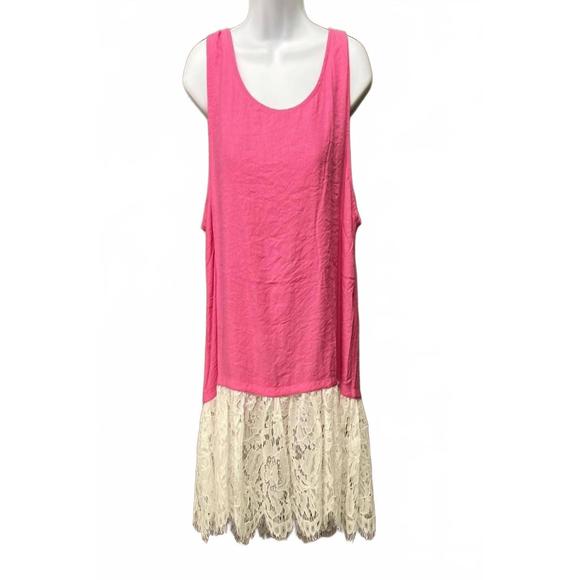 NEW COLLECTIVE RACK women's tank top with lace contrast in pink - Picture 1 of 2